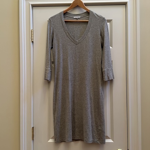 James Perse Dresses & Skirts - James Perse Grey Mini Dress V-Neck 3/4 Sleeve Sz1